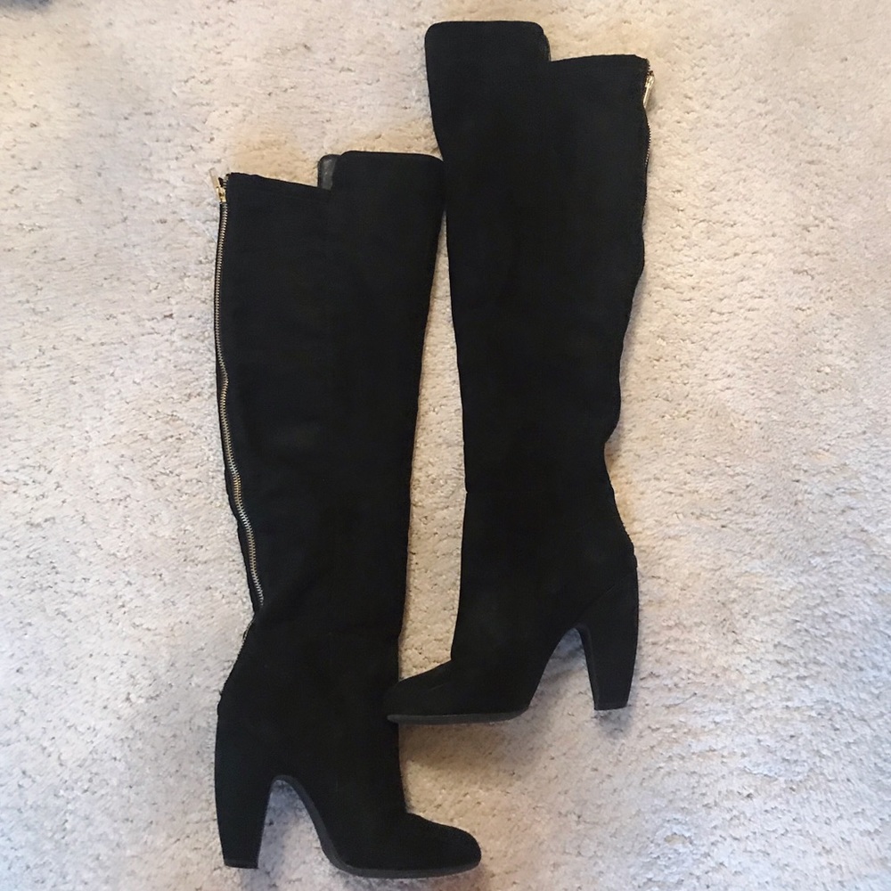 Knee High black suede boots